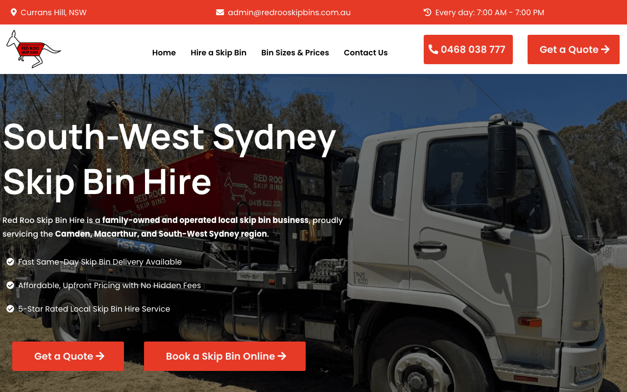 Red Roo Skip Bins website